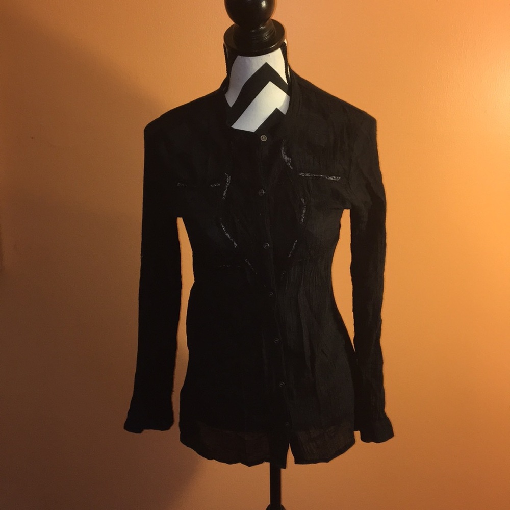 Long Black Button Down Blouse